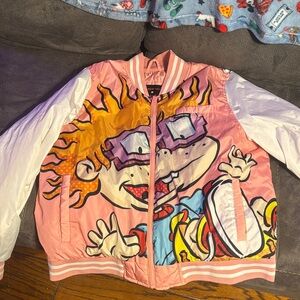 Nickelodeon Pink and White Cartoon Puffer Jacket